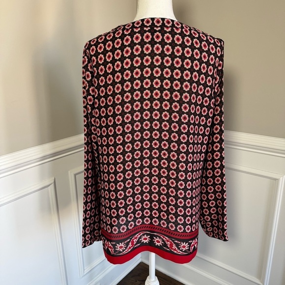 Anne Klein Black and Red Patterned Blouse Size Large - Picture 4 of 6